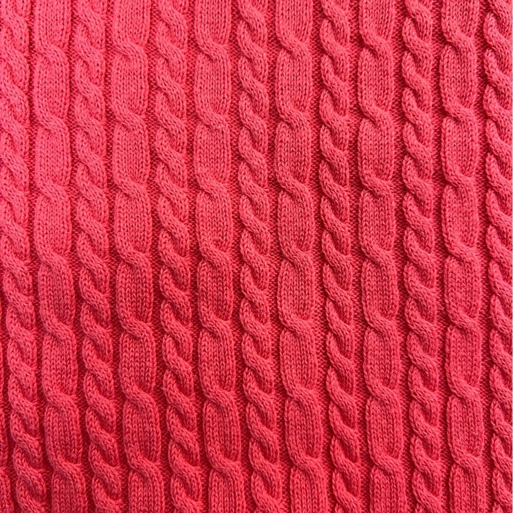 Talbots Coral/Pink Cable Knit V-Neck 3/4 Sleeve Sweater Size: XL - Picture 9 of 11
